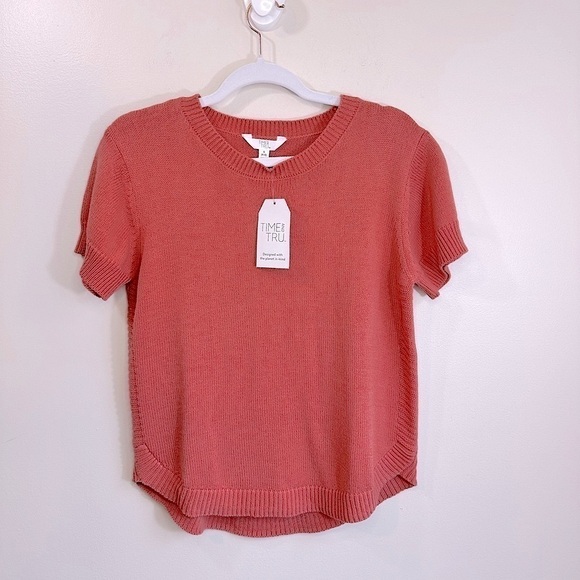 NWT Time and Tru Crewneck Short Sleeve Sweater Pink Camellia Size Small - Picture 14 of 15